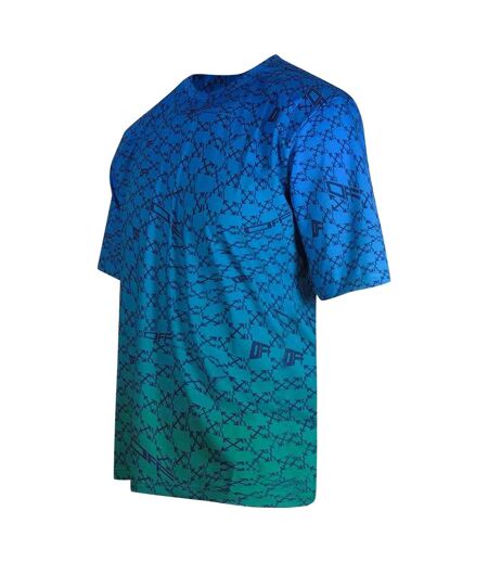 Unisex Adult All-over Print Sports T-shirt Peacock Blue Off White