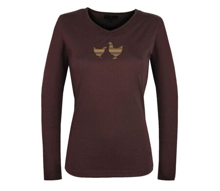 Tee-shirt MAYFLOWER NAPOLI4 chocolat à sérigraphie poule : confort naturel et style authentique