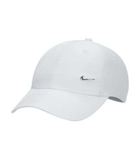 Childrens/kids Metal Swoosh Fabric Baseball Cap White Nike