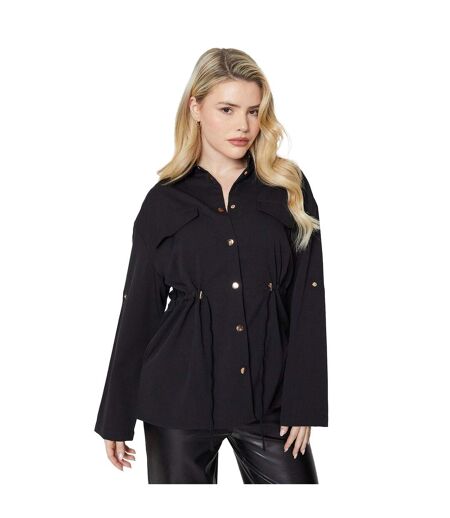 Womens/ladies drawstring waist shirt jacket black Dorothy Perkins