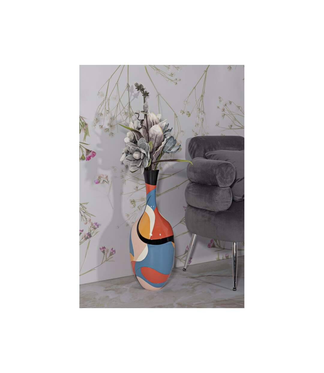 Vase Déco en Résine Rubic 66cm Multicolore-5