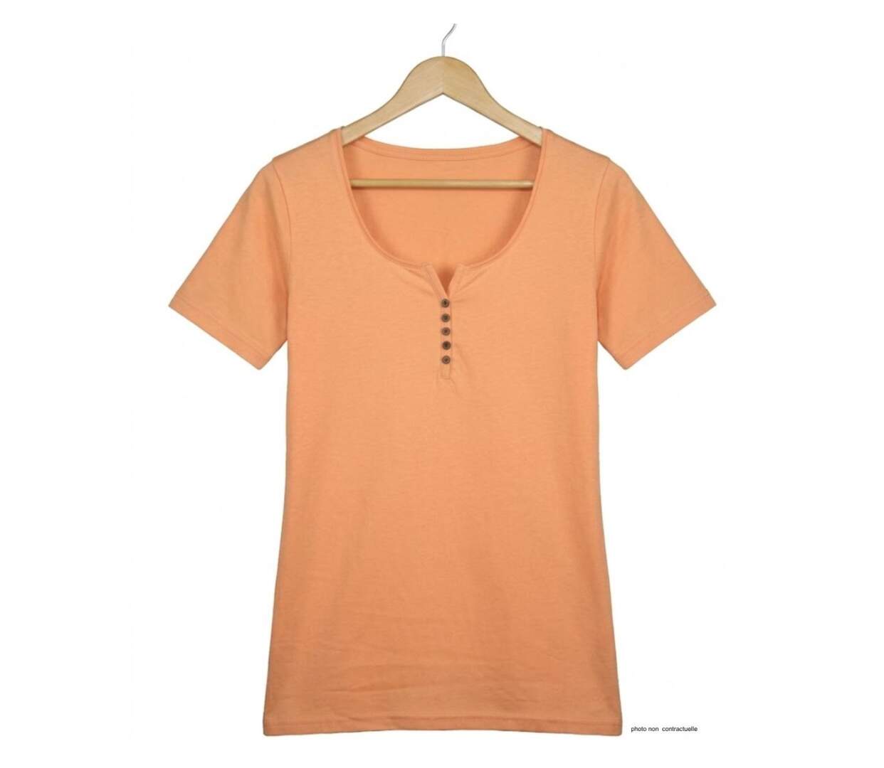 Tee-shirt MAYFLOWER DETROIT1 en coton bio : douceur et style col boutonné orange-2