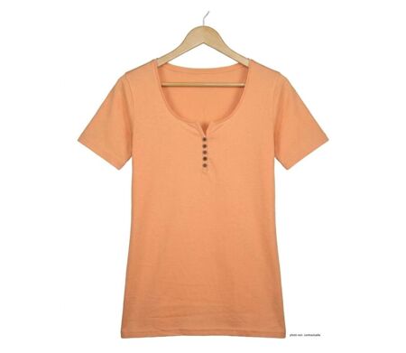 Tee-shirt MAYFLOWER DETROIT1 en coton bio : douceur et style col boutonné orange