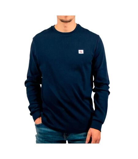 Sweat marine homme calvin klein jeans waffle badge
