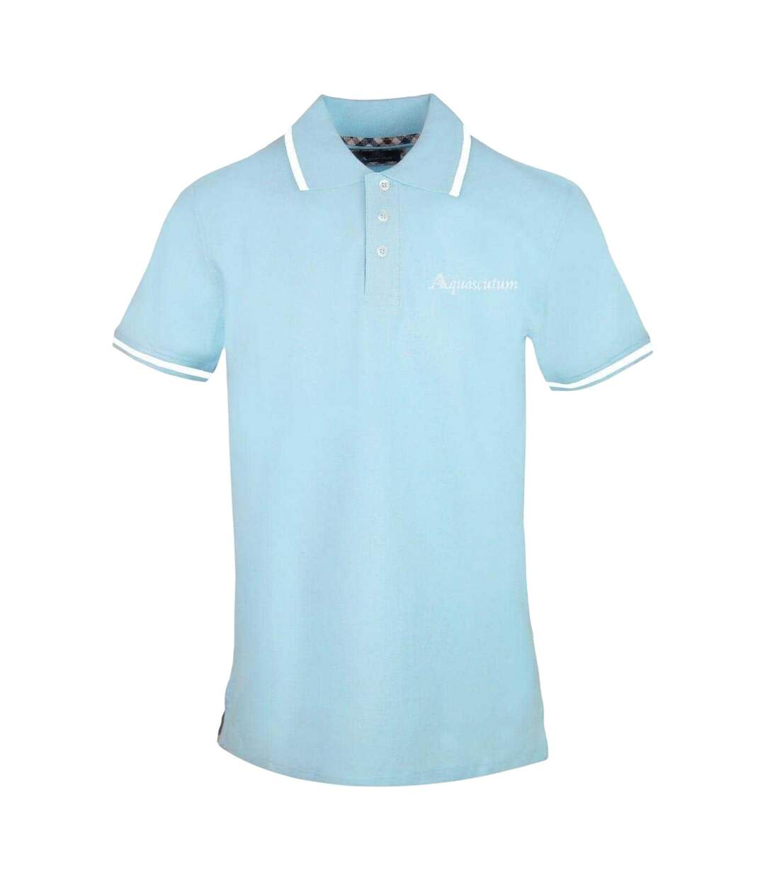 Mens Tipped Polo Shirt Sky Blue Aquascutum-2