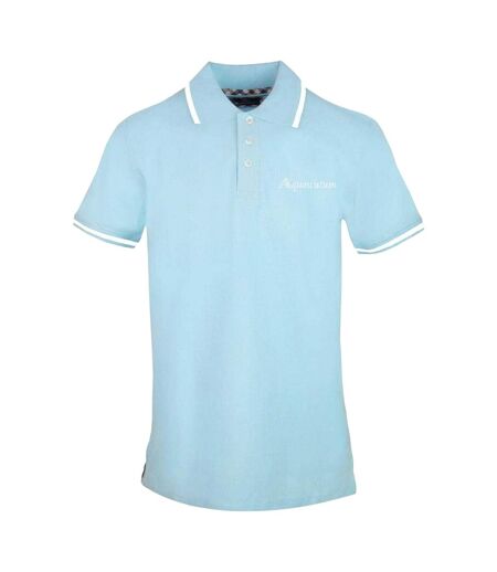 Mens Tipped Polo Shirt Sky Blue Aquascutum