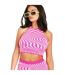 Womens/ladies Groovy Swirl Knitted Tie Neck Crop Top Pink Missy Empire-3
