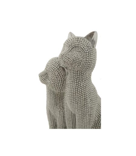 Statuette Déco Couple de Chat Sparky 21cm Argent