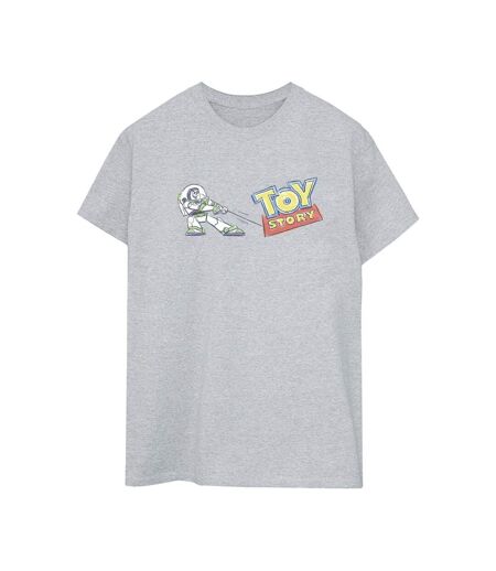 Disney Womens/Ladies Toy Story Buzz Pulling Logo Cotton Boyfriend T-Shirt (Gris sportif) - UTBI47089