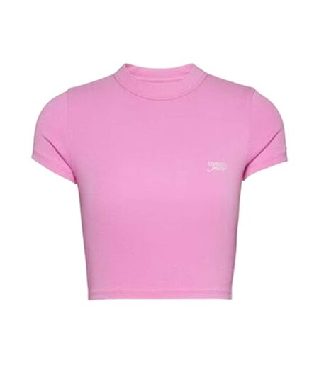 T-shirt Court Motif/style Logo Brodé Femme Rose Vif Tommy Jeans