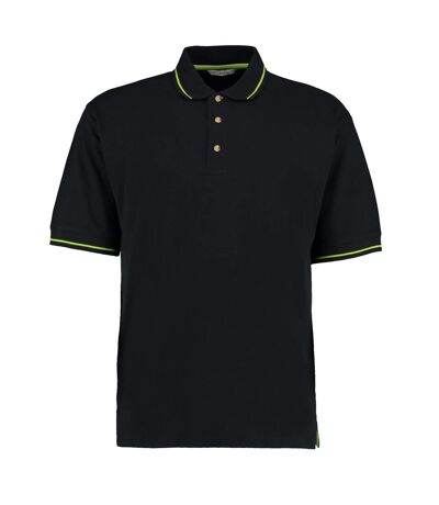 Mens st mellion classic polo shirt black/lime Kustom Kit