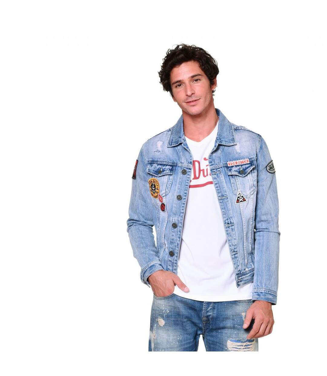 Veste Von Dutch Jeans homme Max Used Bleu