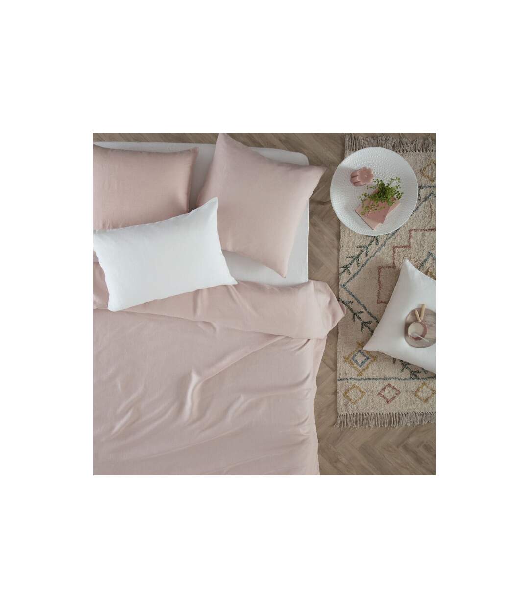 Housse de Couette Lin Adorable 240x220cm Rose Poudré-3