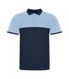 AWDis Just Polos Mens Color Block Polo Shirt (Oxford Navy/Sky Blue)