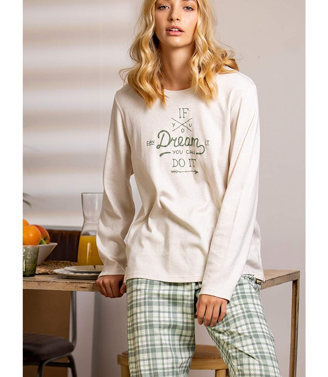 Pyjama tenue d'intérieur pantalon top manches longues If You Dream Admas-2