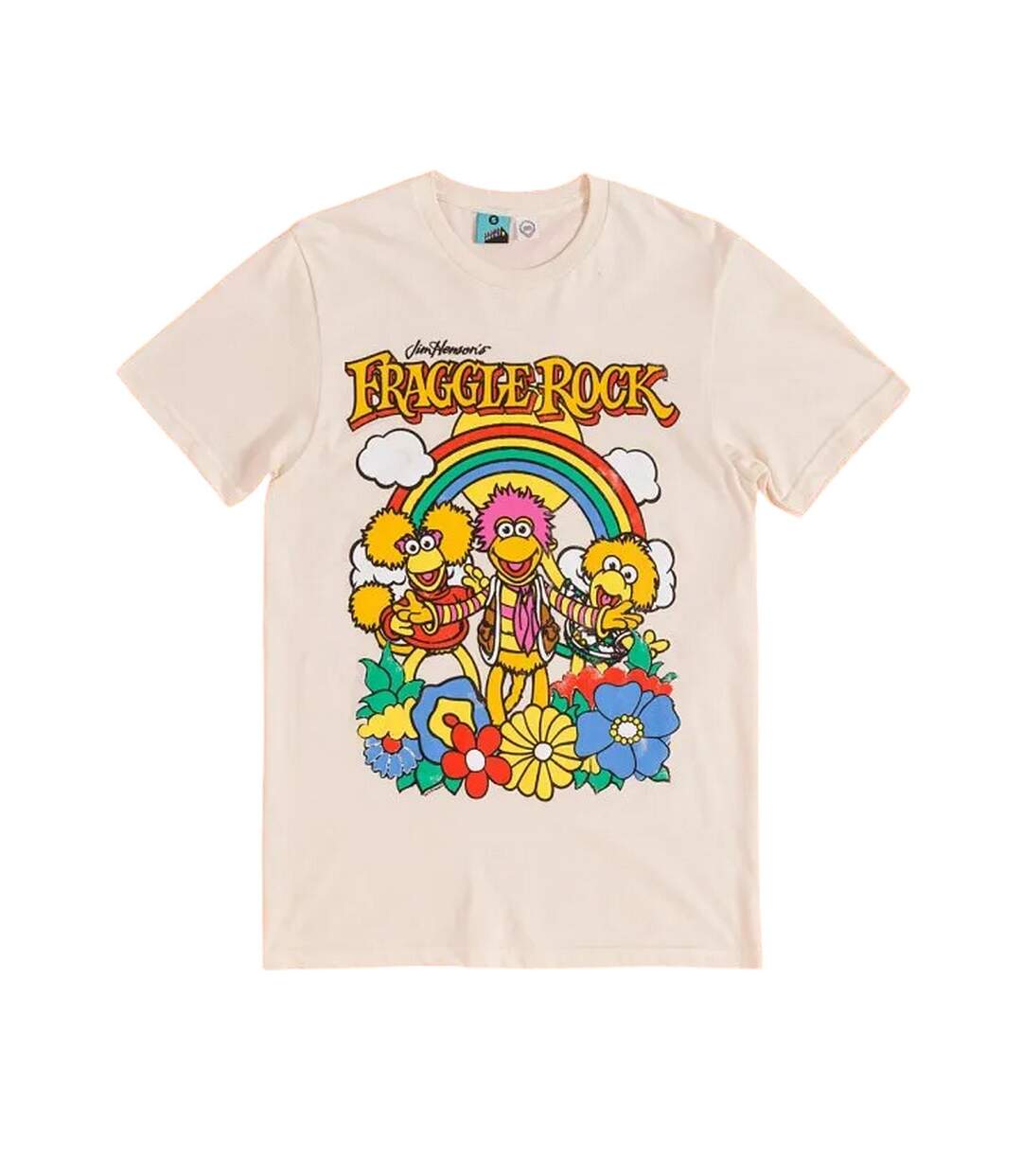 Unisex Adult Rainbow T-shirt Ecru Fraggle Rock-2
