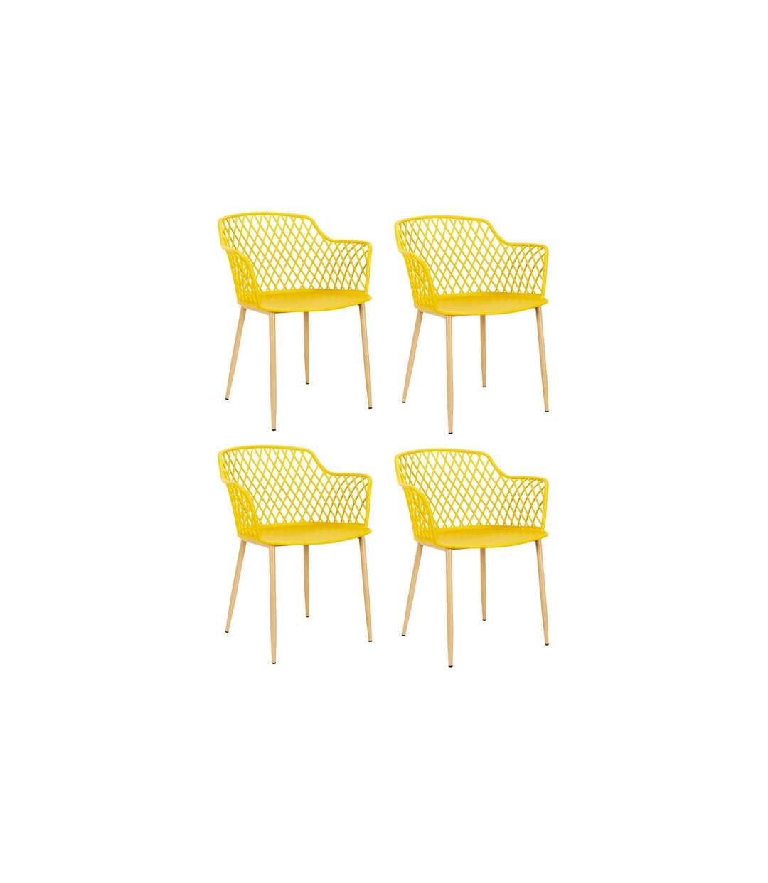 Lot de 4 Fauteuils Design Malaga 80cm Jaune-1