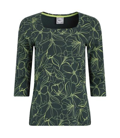 Womens/ladies wyman printed square neck t-shirt forest green Weird Fish