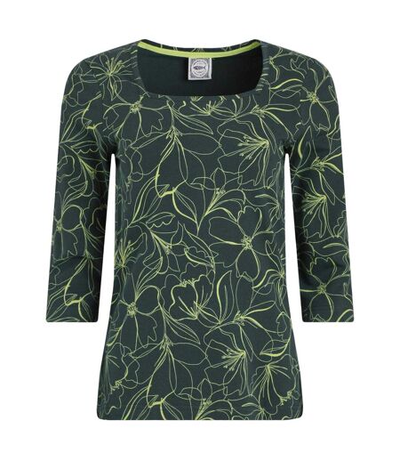 Womens/ladies wyman printed square neck t-shirt forest green Weird Fish