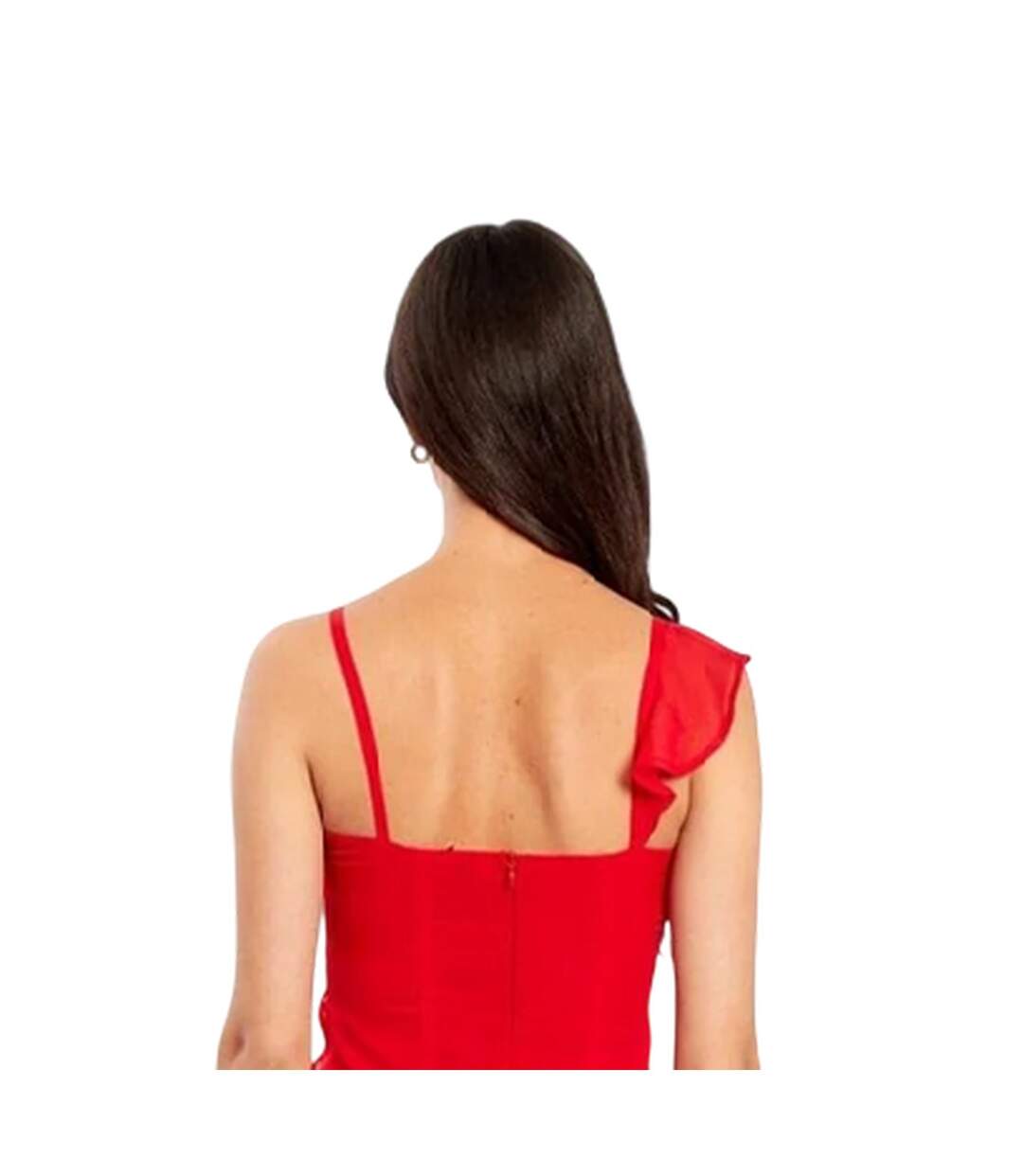 Womens/ladies Tiered V Neck Cami Maxi Dress Red Influence-3