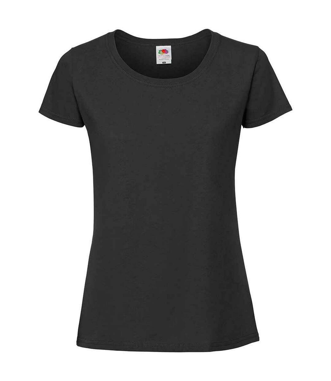 Womens/ladies iconic ringspun cotton t-shirt black Fruit of the Loom-1