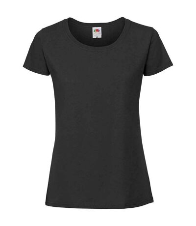 Womens/ladies iconic ringspun cotton t-shirt black Fruit of the Loom