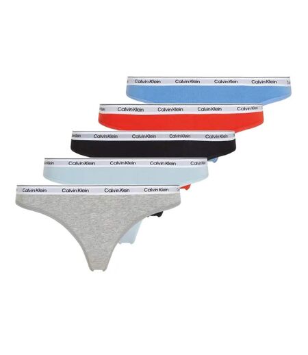 Lot de 5 strings noir/gris/bleu femme calvin klein jeans thong - l