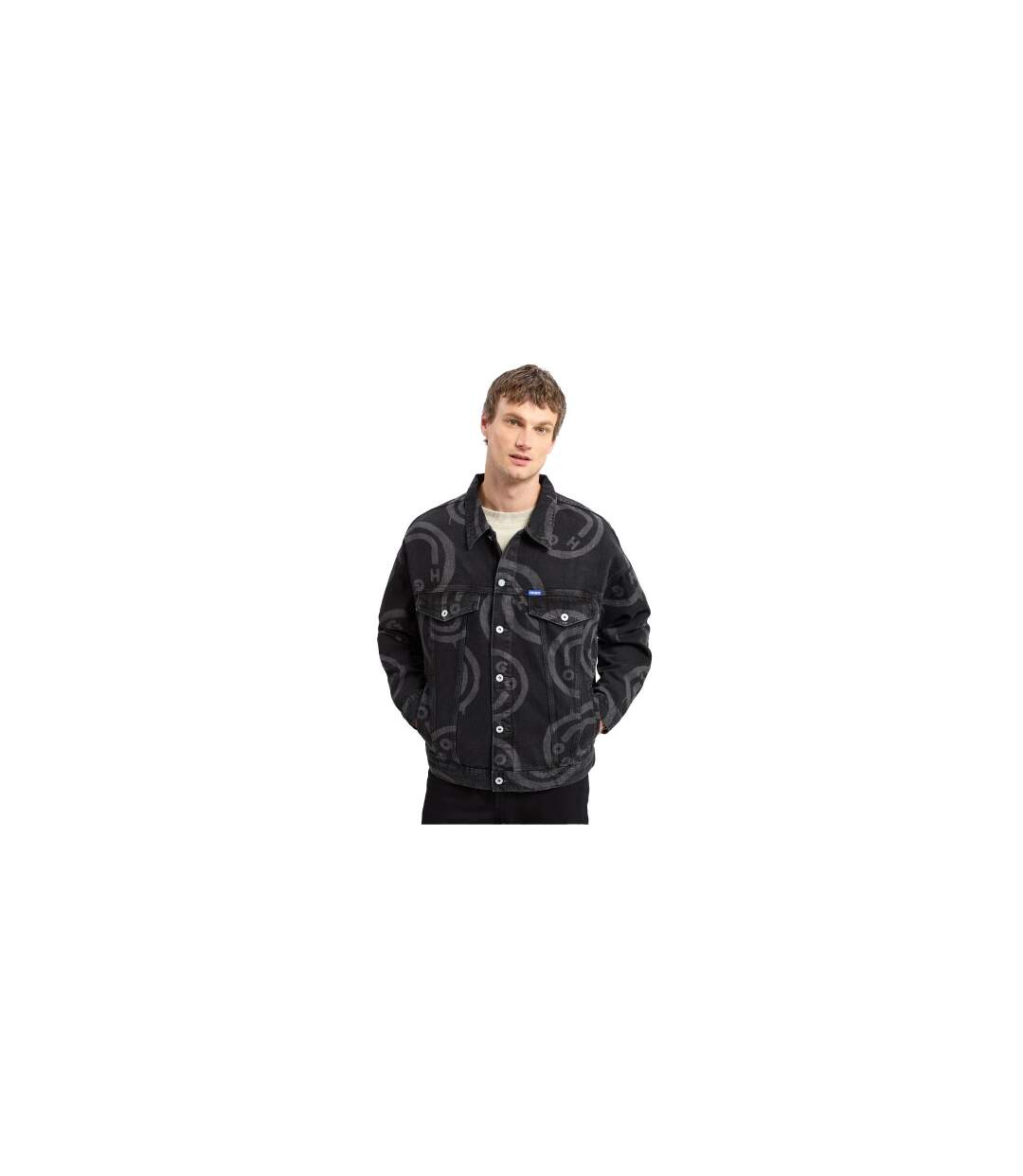 Mens Wes Slim Denim Jacket Black Hugo-1
