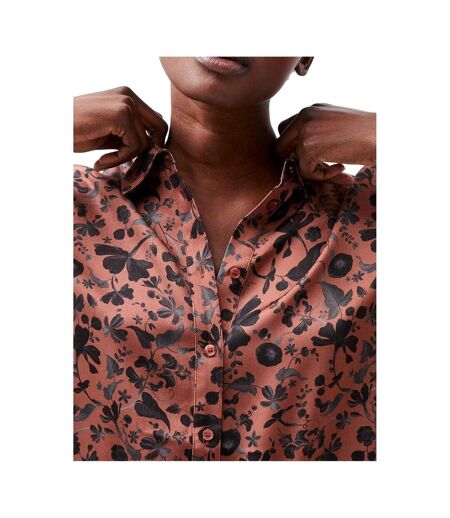 Blouse Manches Longues Motif/style Floral Femme Marron Rouge French Connection