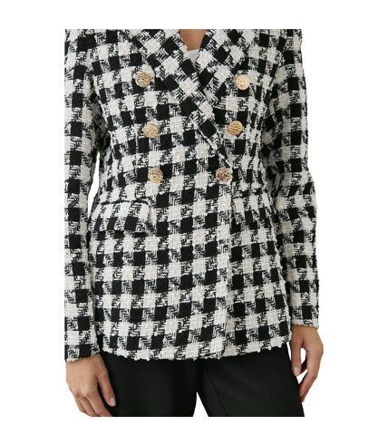 Womens/ladies dogtooth double-breasted blazer black Principles