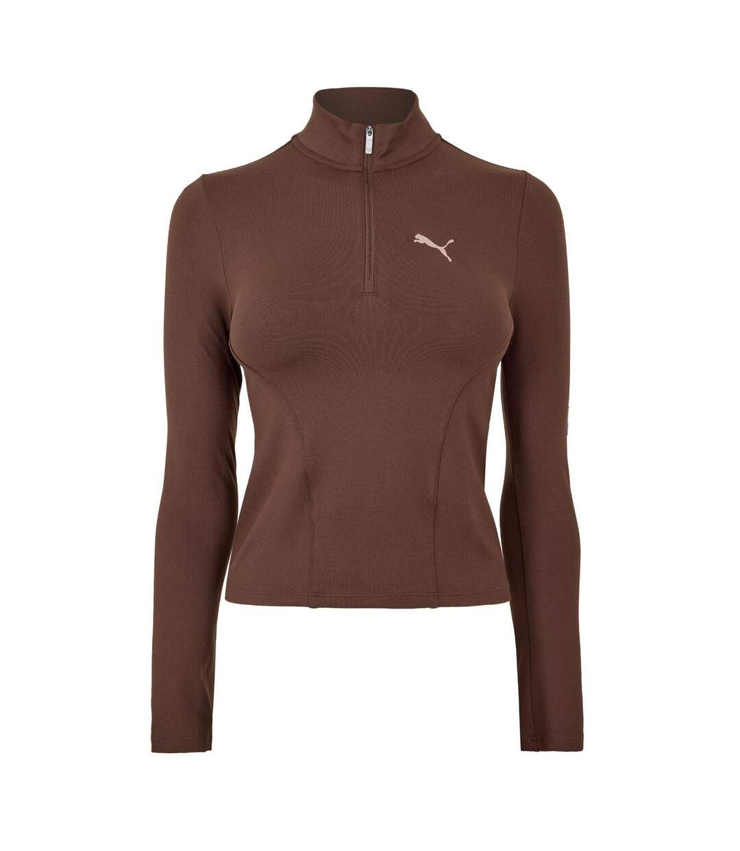 Womens/ladies Half Zip Fleece Top Espresso Brown Puma-1