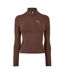Womens/ladies Half Zip Fleece Top Espresso Brown Puma-1