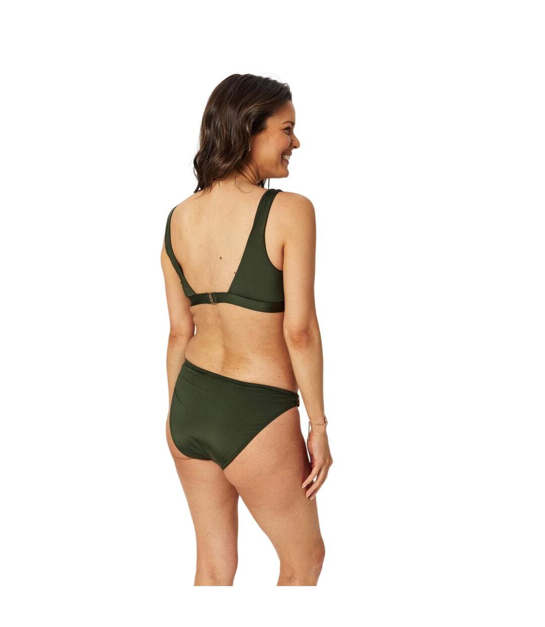 Womens/ladies Plunge Bikini Top Khaki Green Biba-4