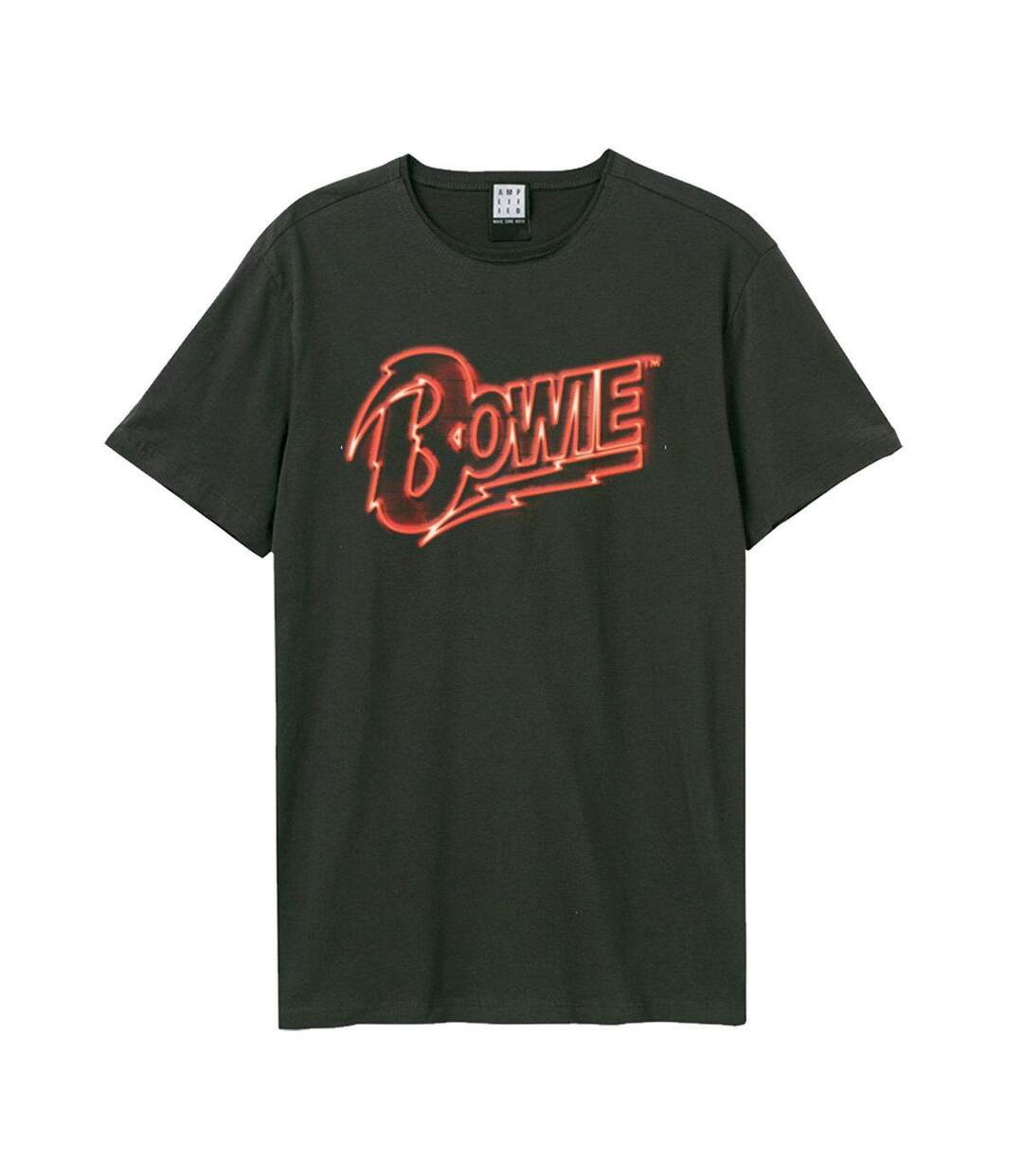 Unisex Adult Neon Sign David Bowie T-shirt Charcoal Amplified-1