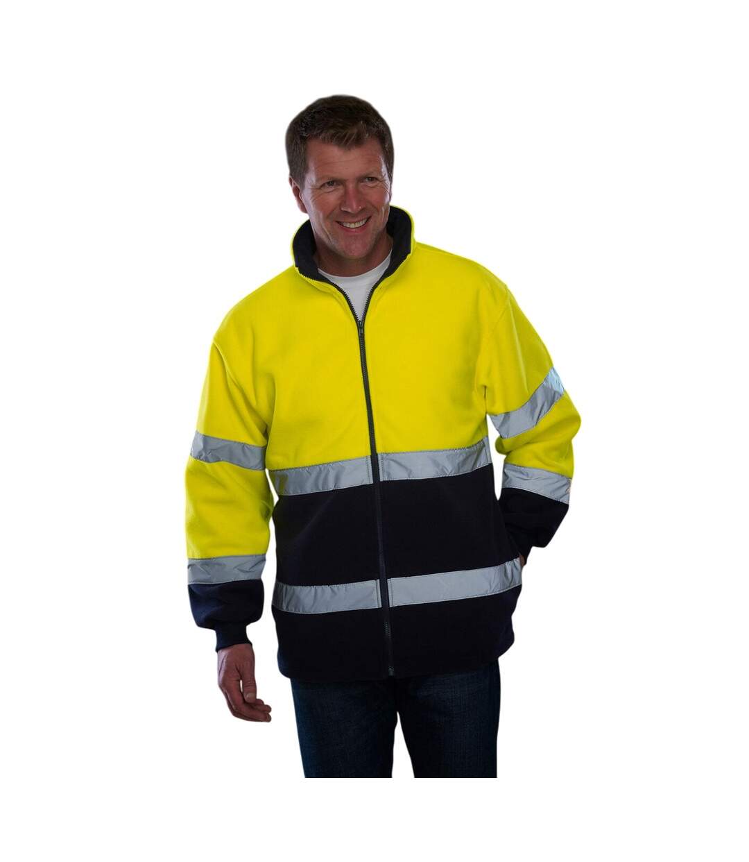 Veste Polaire Homme Jaune Fluo Bleu Marine Yoko-1