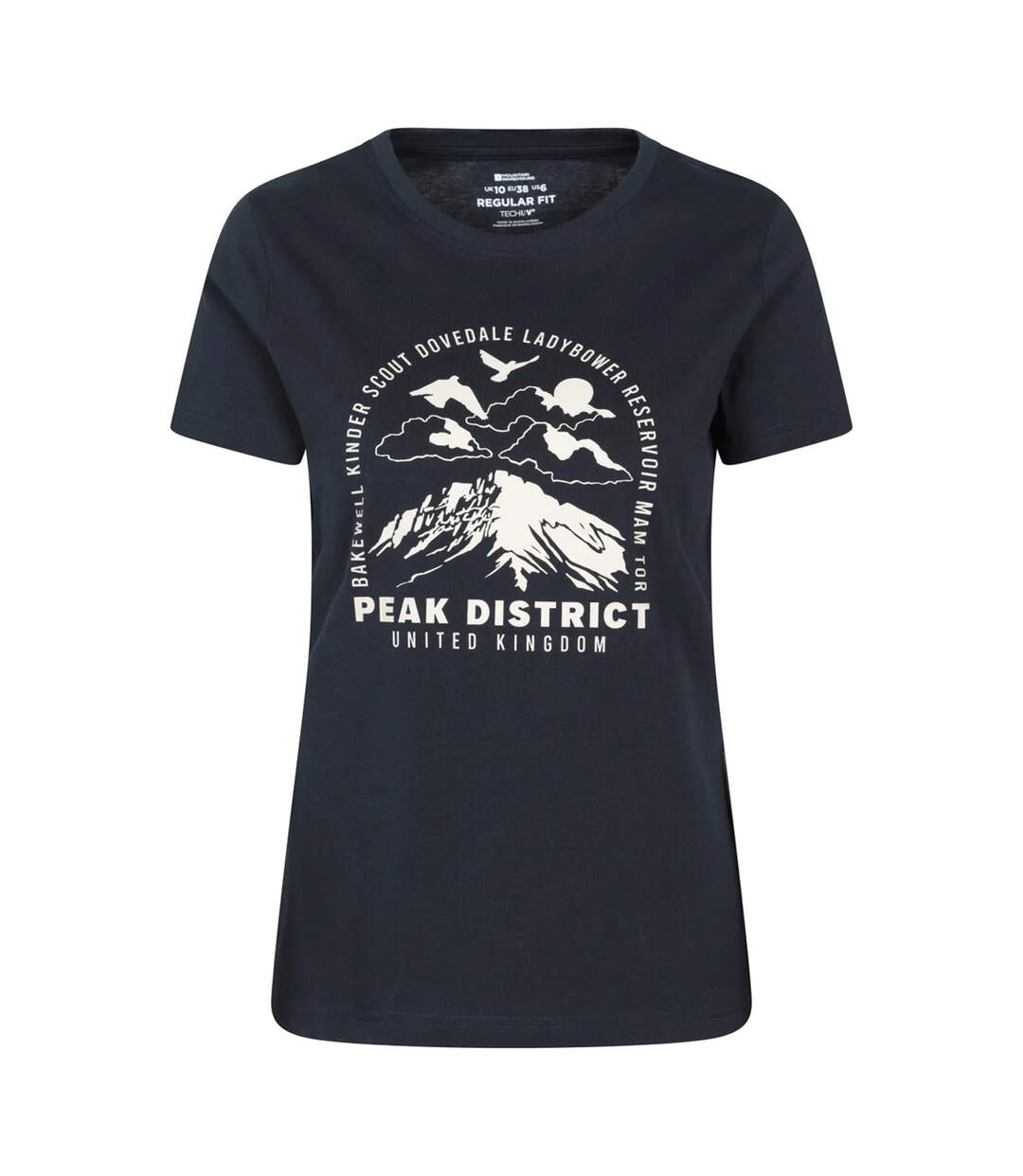 Womens/ladies Peak District Printed T-shirt Indigo Mountain Warehouse-3