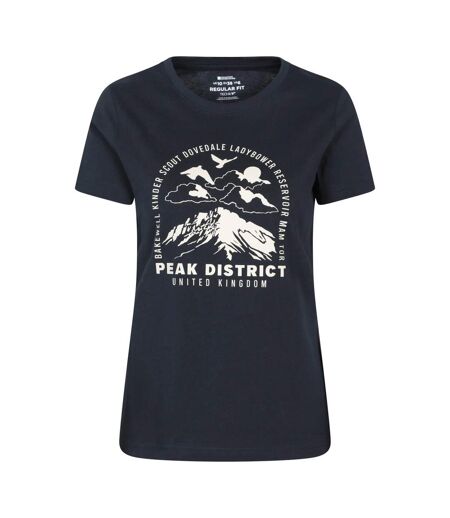 Womens/ladies Peak District Printed T-shirt Indigo Mountain Warehouse