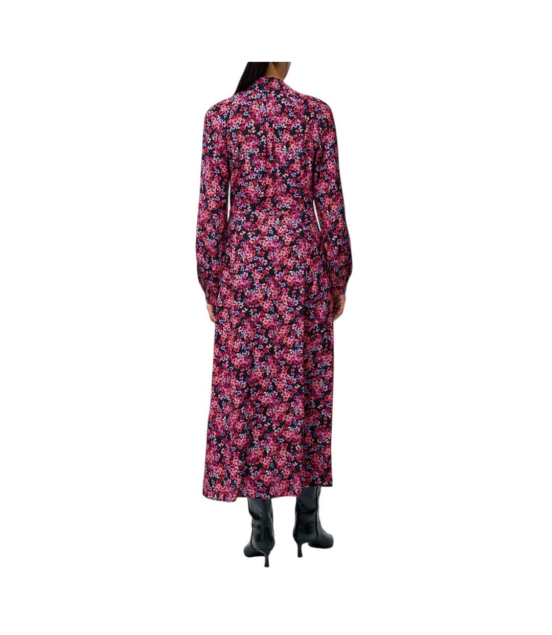 Womens/ladies A-line Midi Dress Black Pink French Connection-3