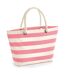 Grand sac de plage en toile - W680 - beige et rose