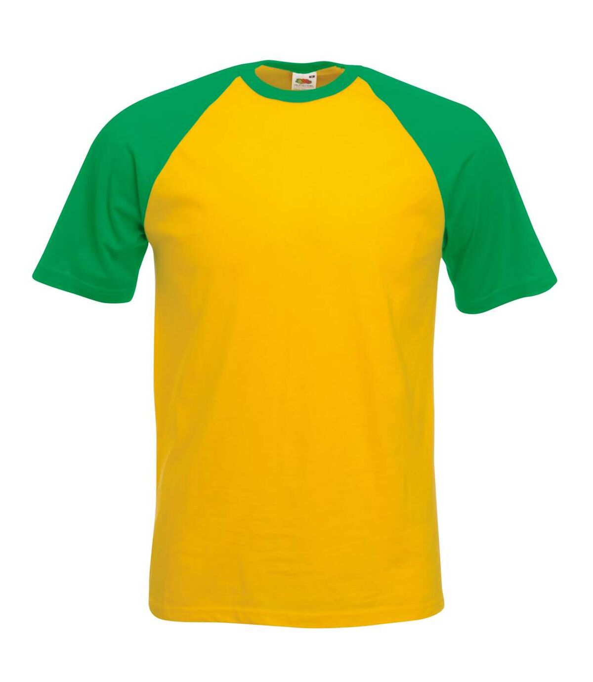 Fruit Of The Loom Mens Short Sleeve Baseball T-Shirt (Sunflower/Kelly Green) - UTBC327