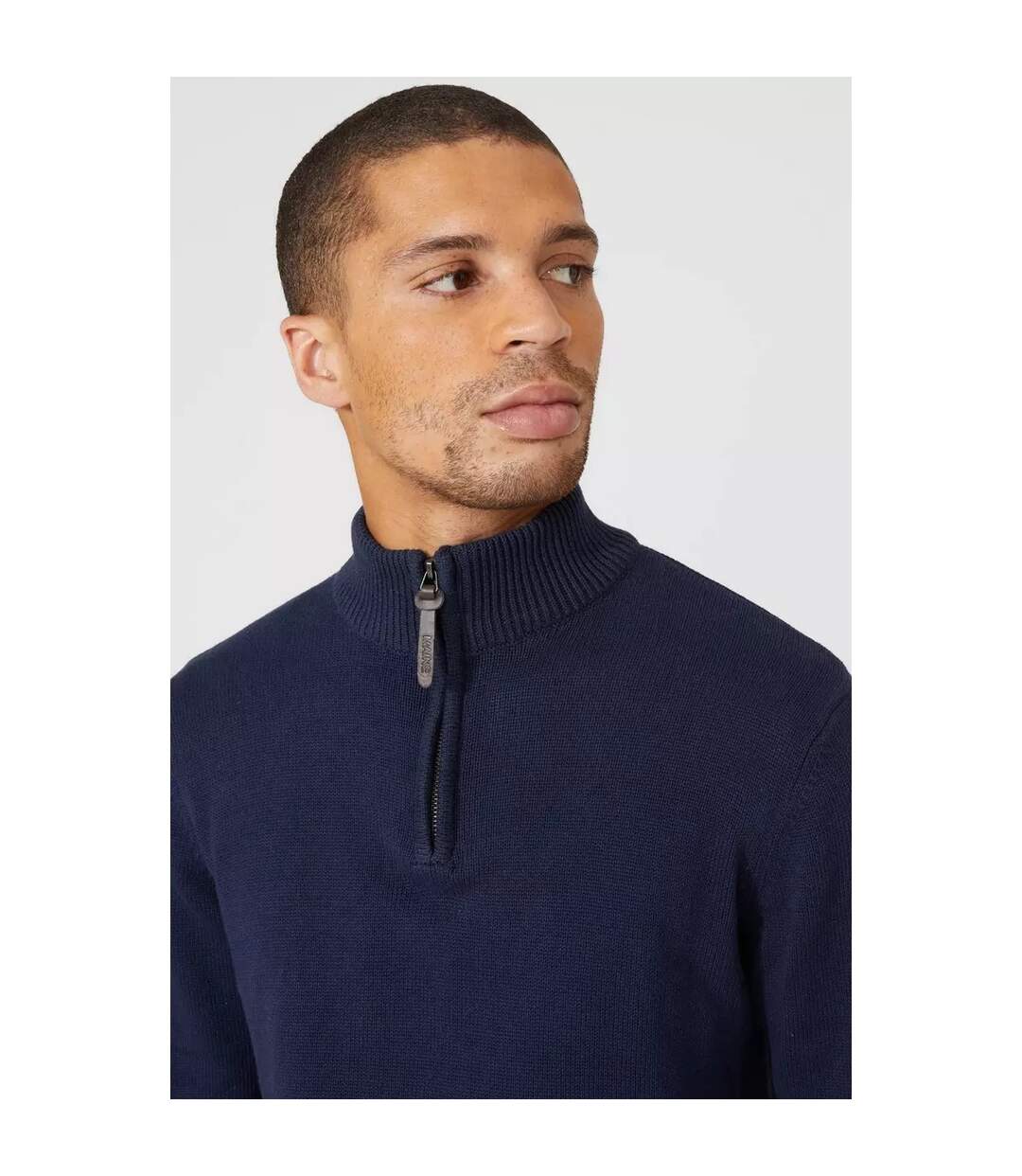 Mens Premium Cotton Funnel Neck Jumper Navy Maine-4