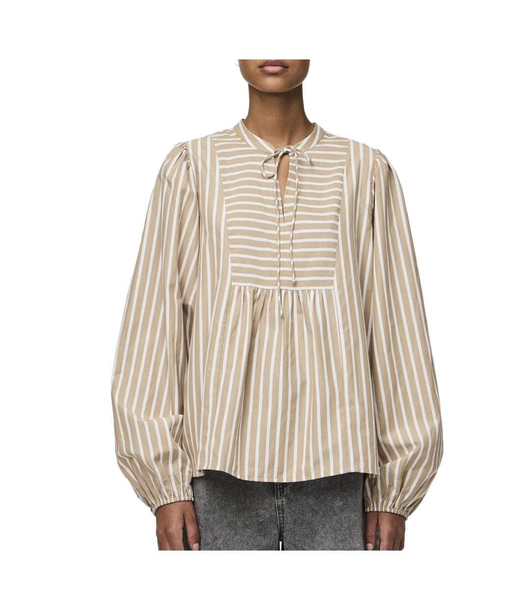 Blouse blanc/beige femme pieces lilia-3