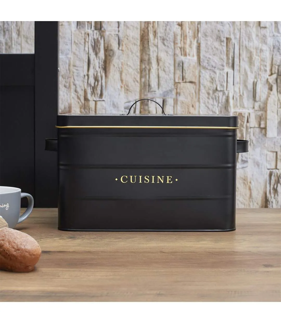 Boîte à Cuisine en Métal Lounge 33cm Noir-4