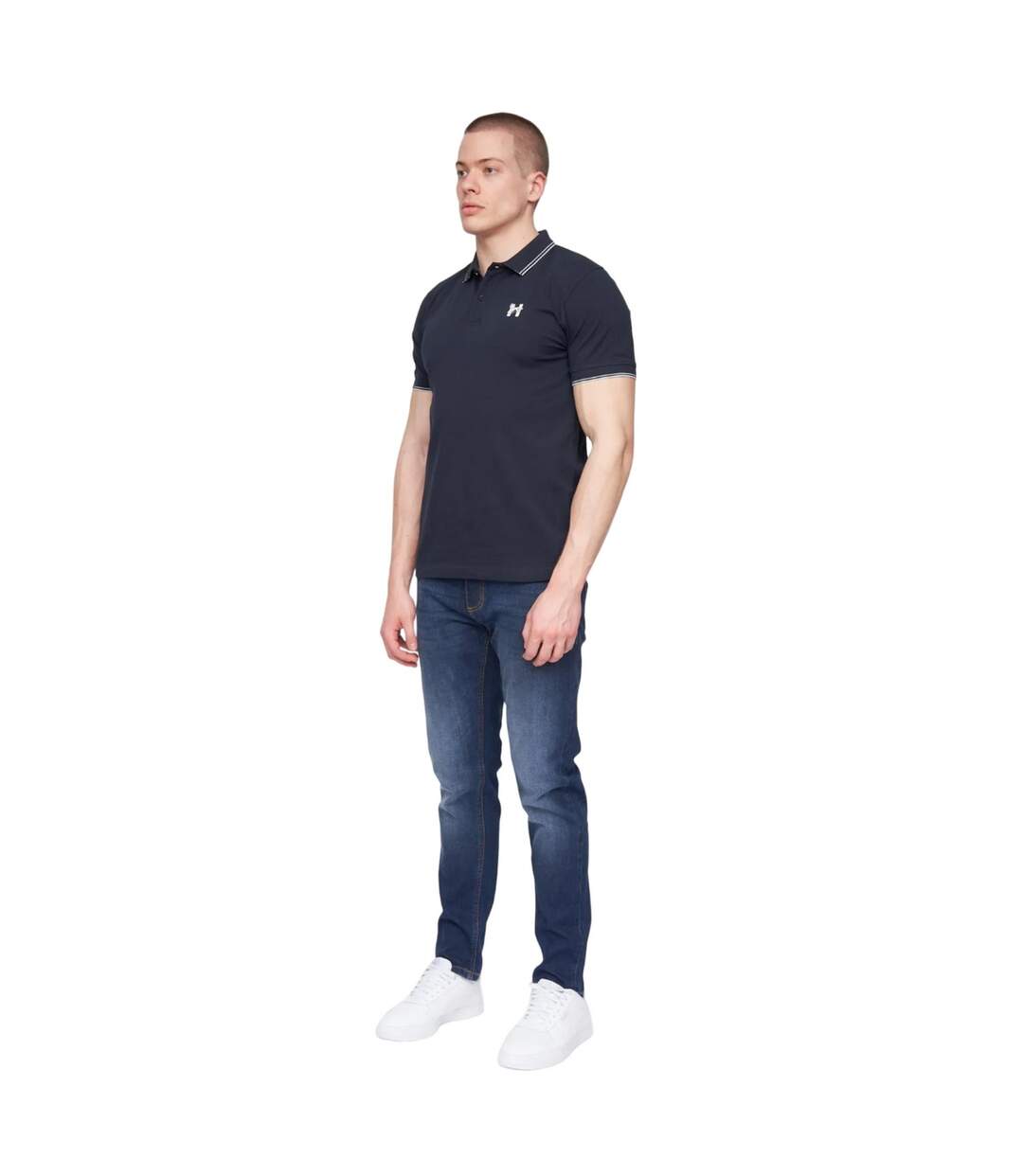 Polo Henflare Homme Bleu Marine Henleys-1