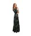 Robe Longue Manches Bouffantes Motif/style Tropical Femme Bleu Marine Lovedrobe-2
