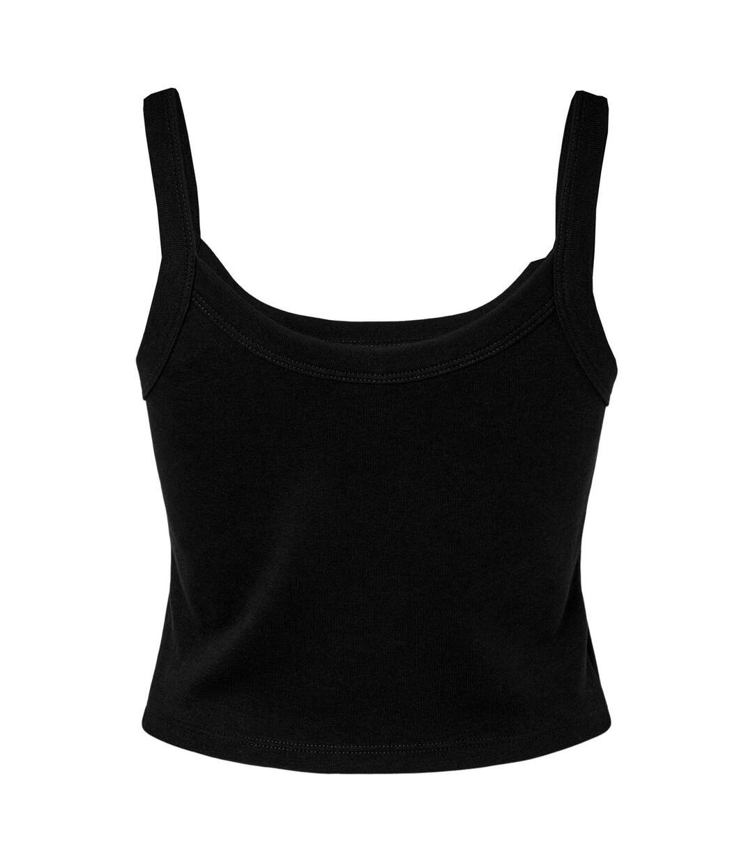 Womens/ladies Micro-rib Strappy Tank Top Solid Black Bella + Canvas-2