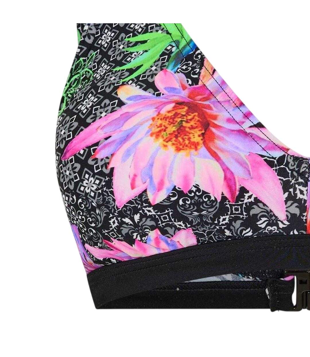 Womens/ladies Floral V Neck Bikini Top Multicoloured Zoggs-2