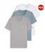 Pack Of 3  Mens Plain Pyjama Top  White Blue Grey Hugo-1