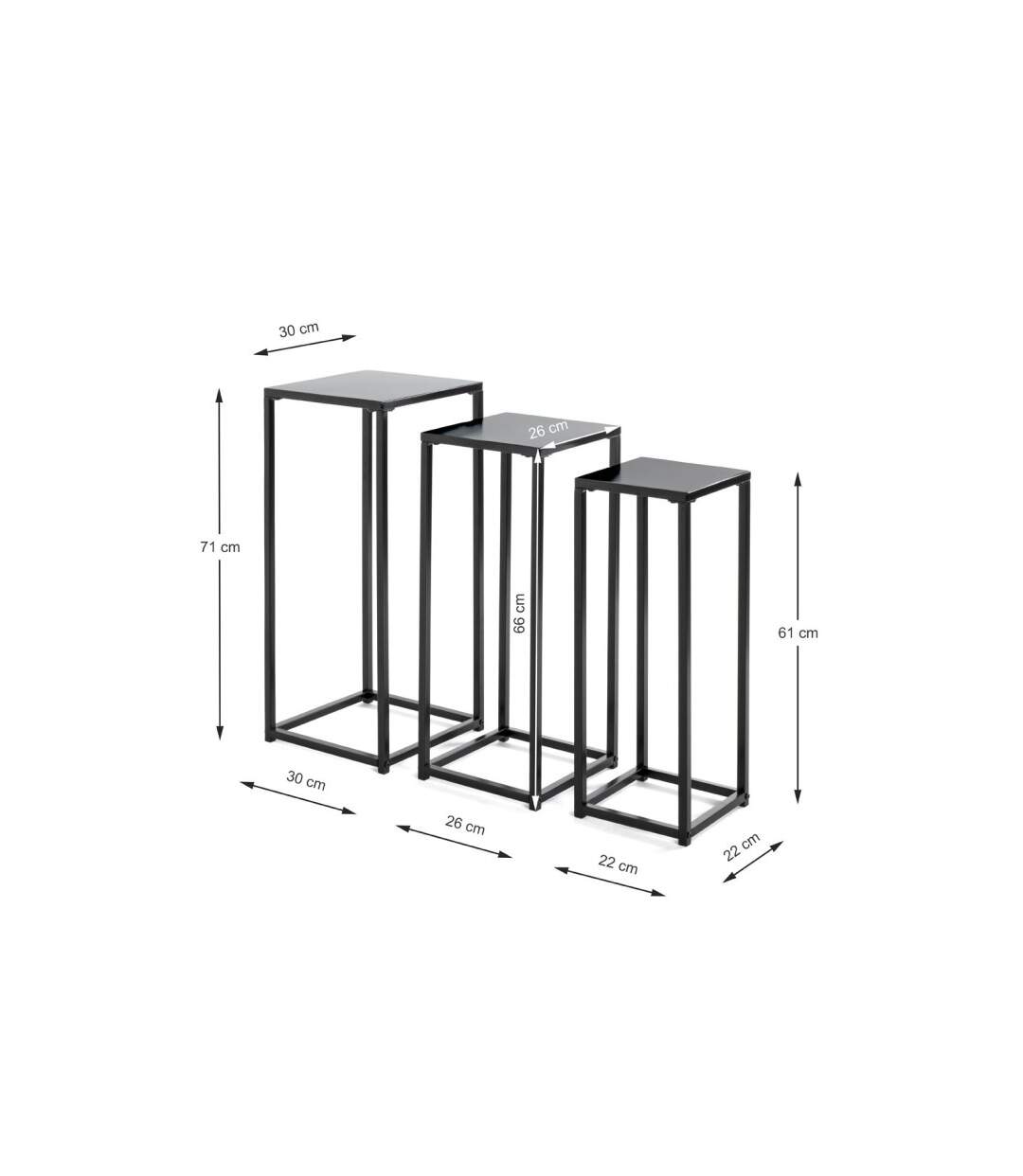 Lot de 3 Porte-Plantes en Métal Cromano 71cm Noir-5