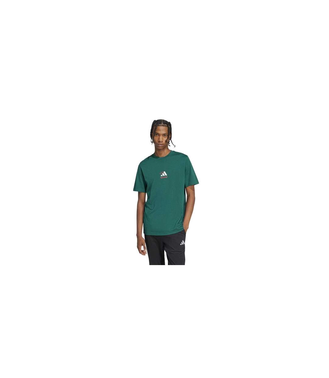 Mens Pizza Cotton T-shirt Green Adidas-1